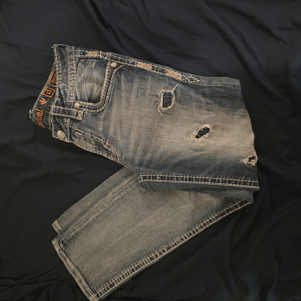 Men's Slim Fit Distressed Jeans - Blue